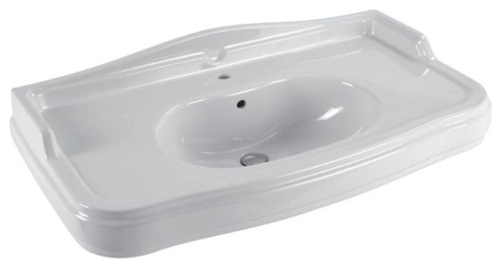 Classic Style Wall Mounted Bathroom Sink, One Faucet Hole