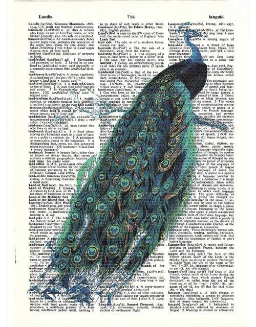 Art N Wordz Peacock Original Dictionary Sheet Pop Art Print - Tropical ...