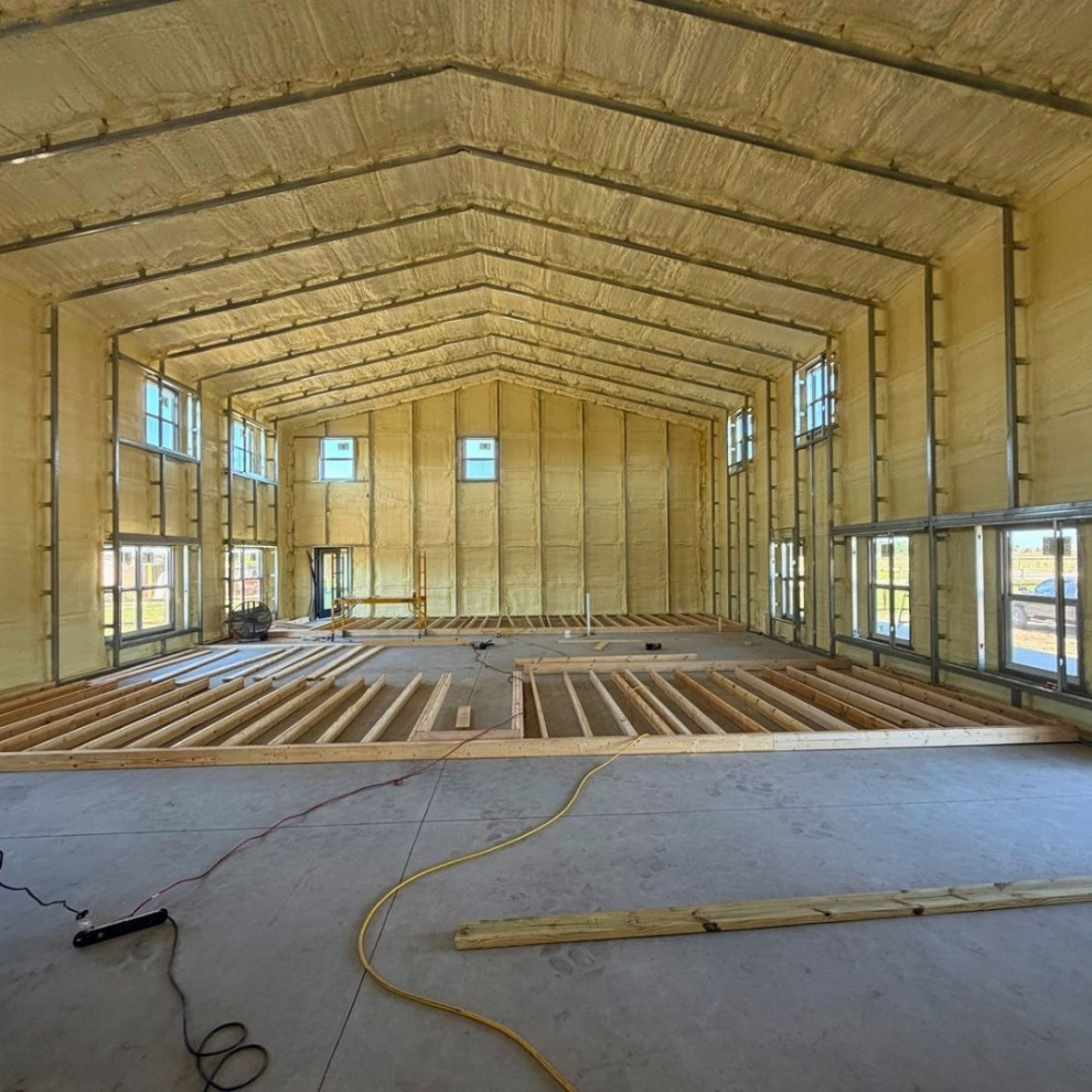Residential Barndominium First-Floor Layout + Second-Floor Framing