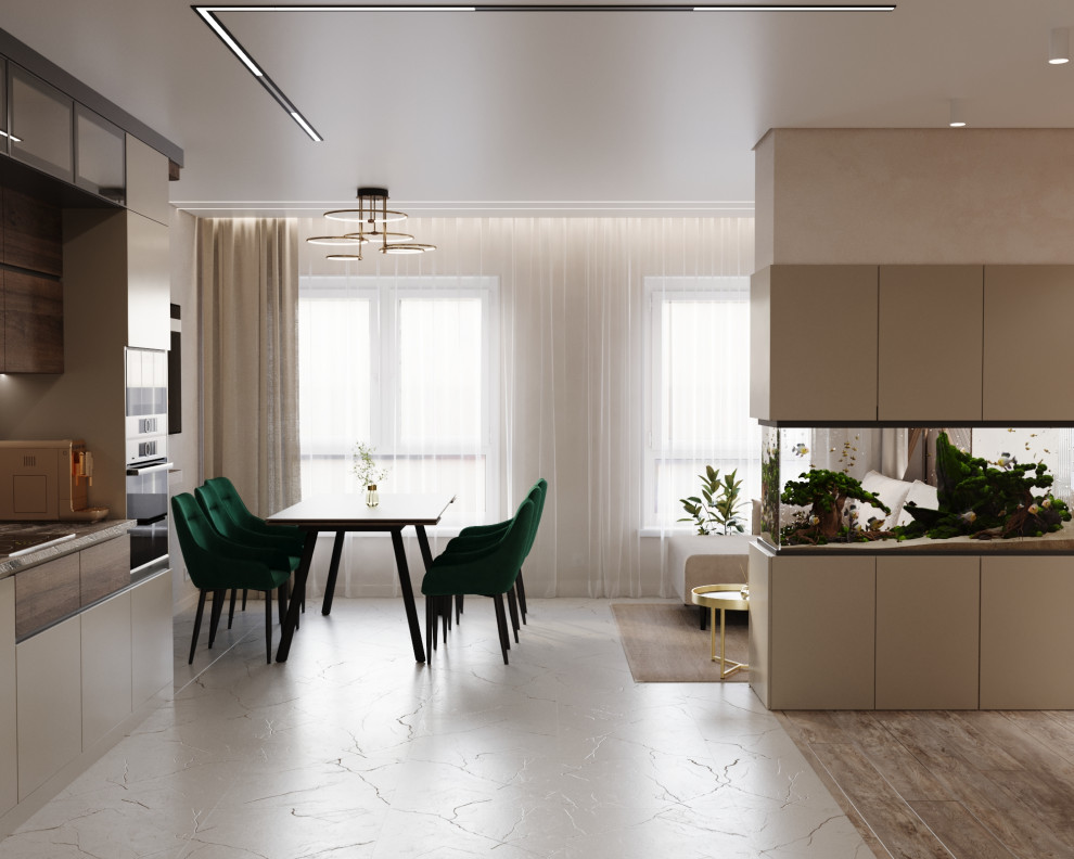 Дизайн проект 3х комнатной квартиры с большой кухней-гостиной