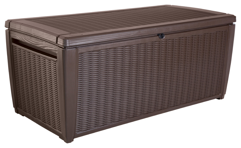 Keter Sumatra 135 Gallon Brown Plastic Deck Storage Patio Container Bench Box Transitional