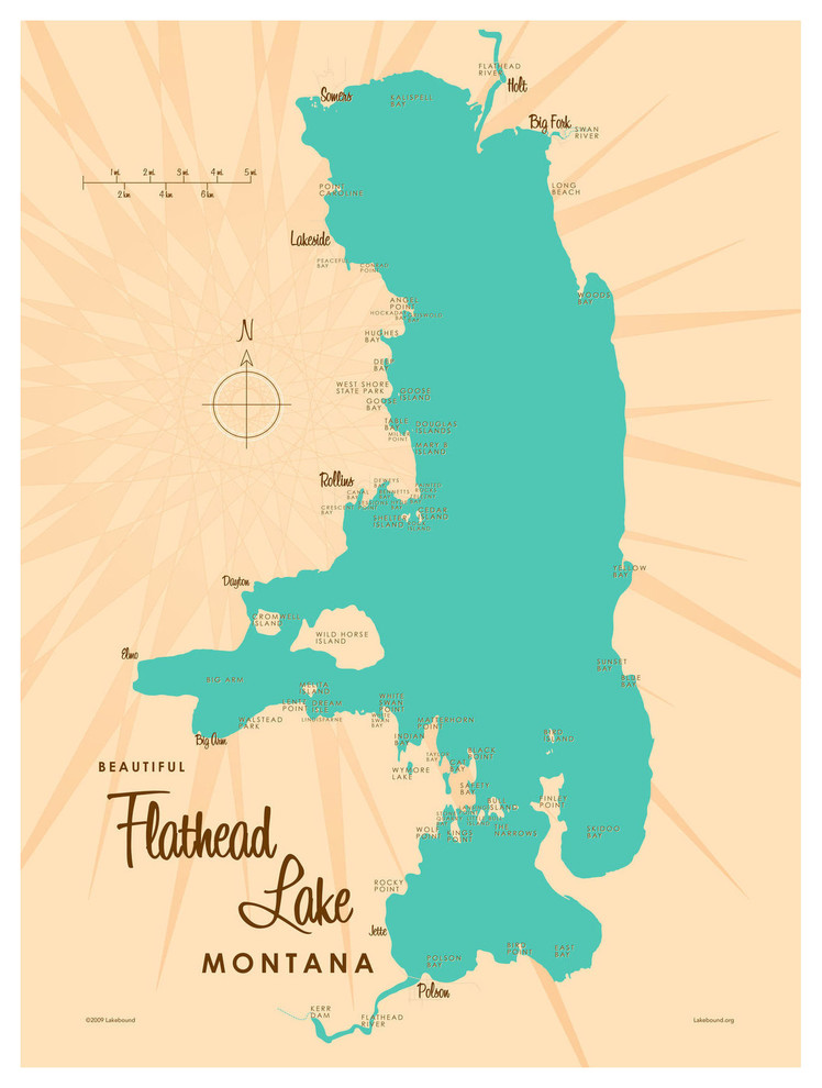 36x54 Giclee Gallery Print, Wall Decor Travel Poster Large Letter Scenes Flathead Lake Montana 