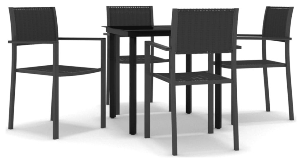vidaXL Patio Dining Set Outdoor Dining Set Table and Chair Set 5 Piece Black, 31.5" table length