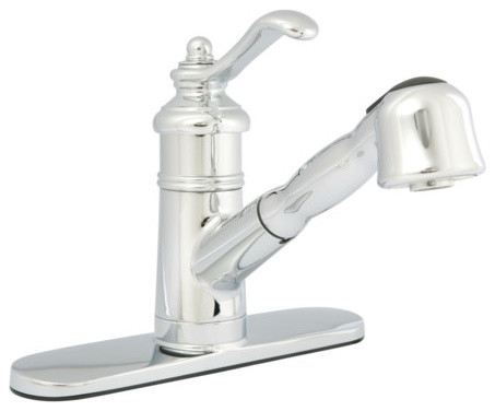 Dual Setting Pull Out Spray Faucet, Chrome, With Base Plate