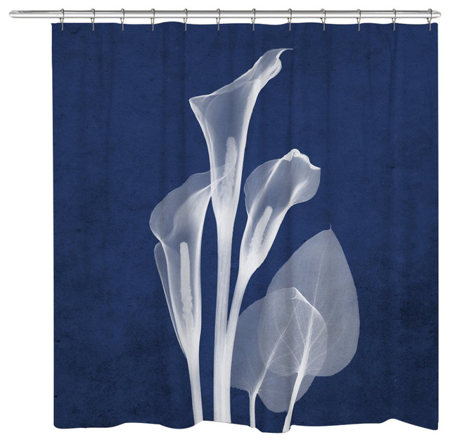 Indigo X Ray Calla Lillies Shower Curtain Contemporary Shower