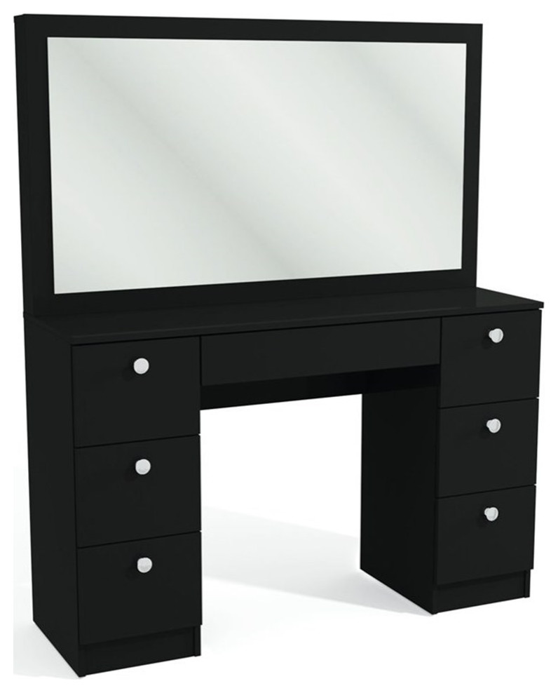 Boahaus Artemisia 7Drawer Modern Wood Dressing Table with Mirror in