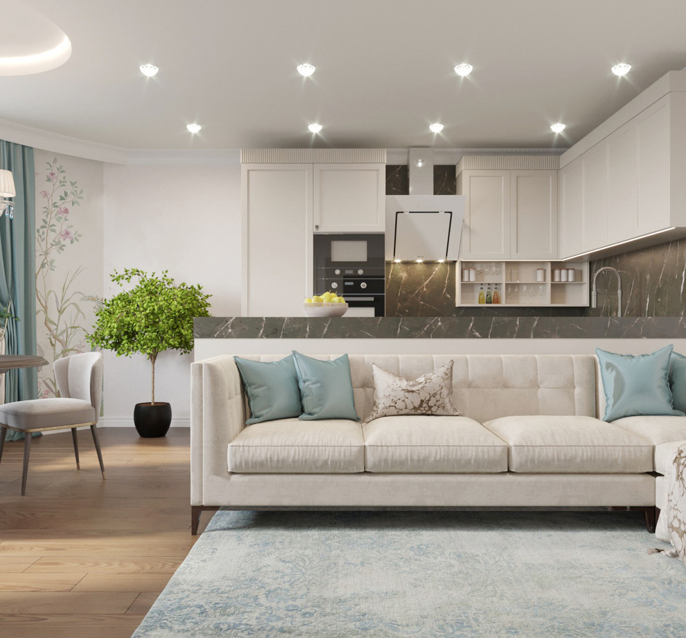 Дизайн однокомнатной квартиры в стиле современная классика