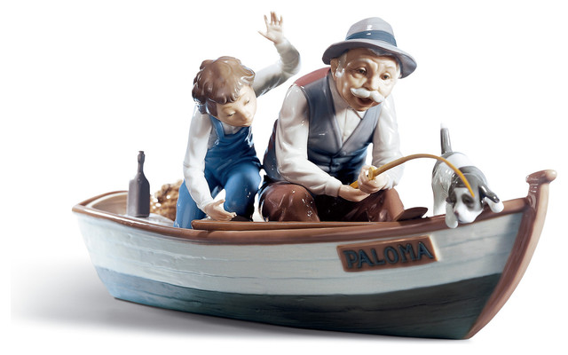Lladro Fishing With Gramps Figurine