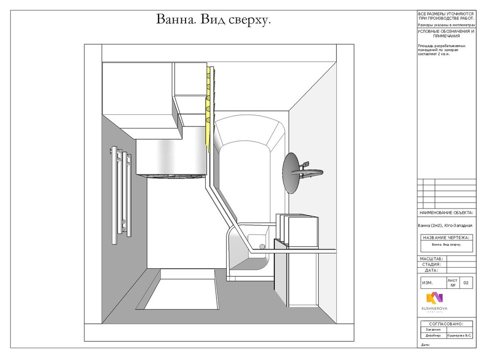 Проект макет ванной (2м2), Юго-Западная