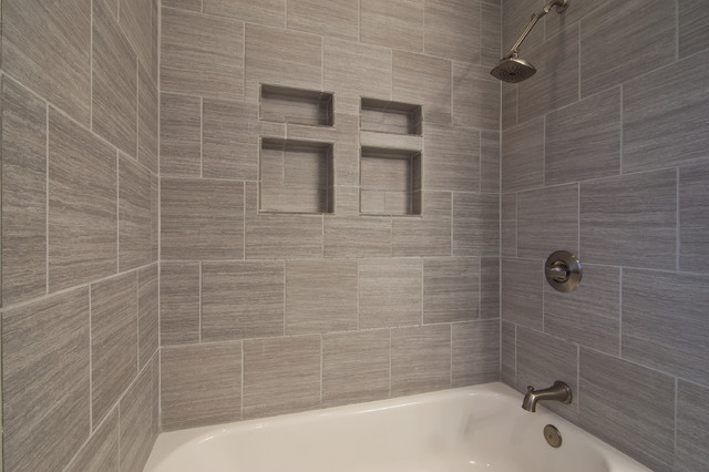 gray tile horizontal - contemporary - bathroom - columbus -