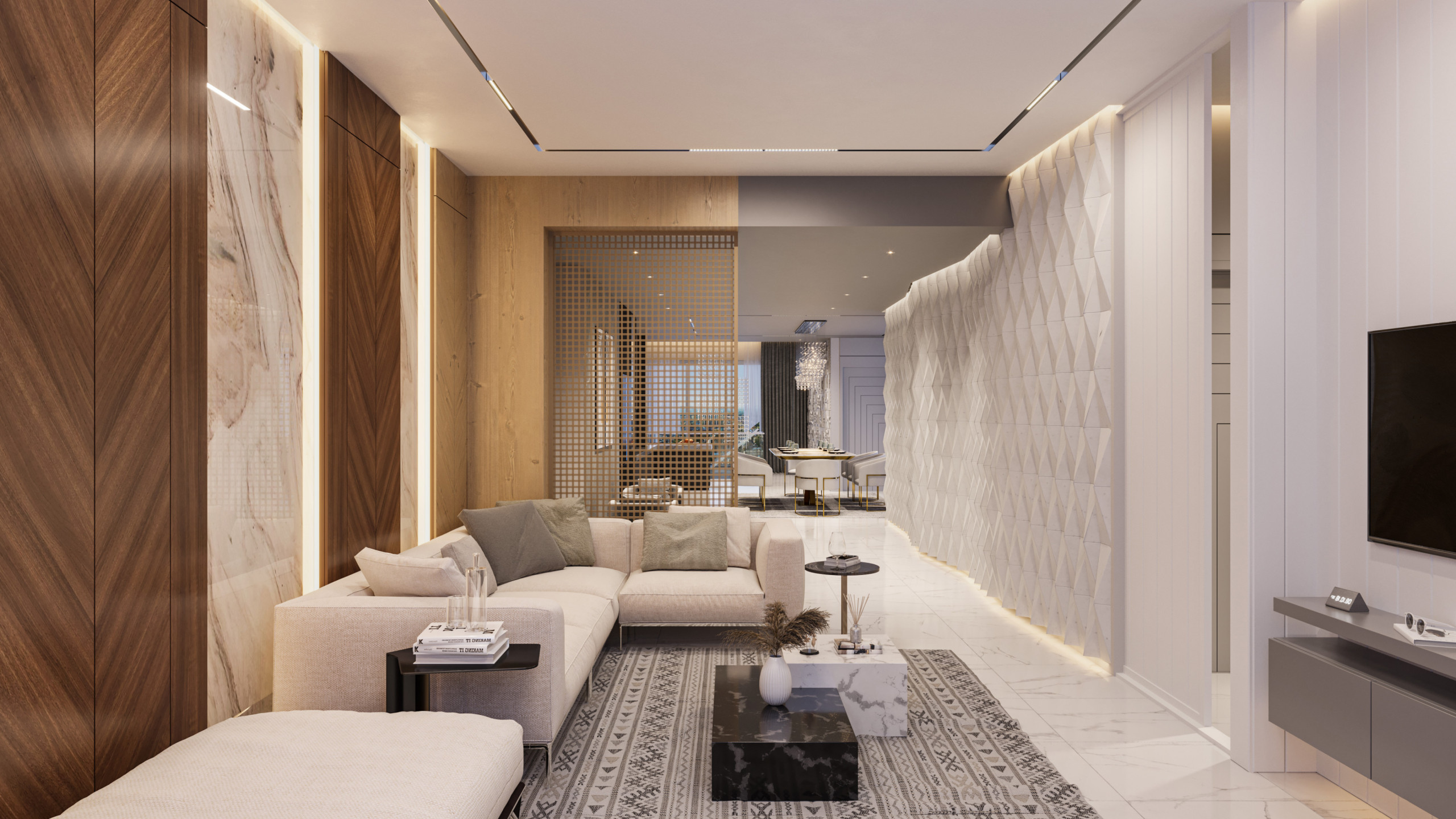 Sleek Contemporary Home Cinema with Luxe Accents in Banstead