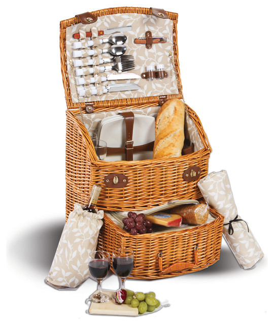 Exeter 4 Person Picnic Basket, Vine Lining (V) Eclectic Picnic