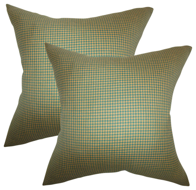 Jhode Plaid Throw Pillows Green Brown Set Of 2 Decorative Pillows By The Pillow Collection