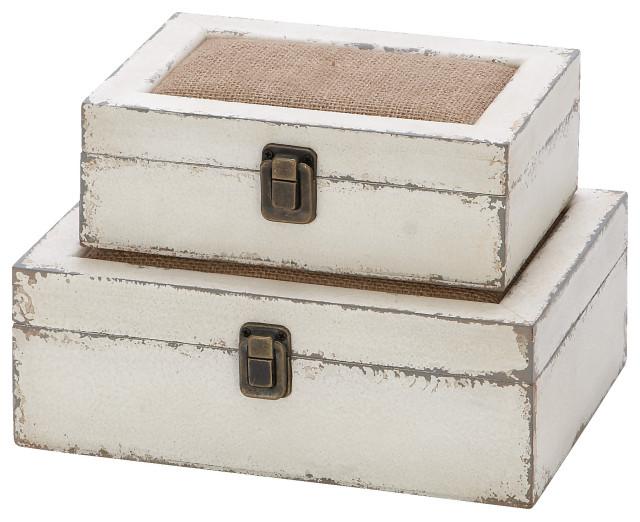 Farmhouse White Wood Box 20404 - Farmhouse - Jewelry Boxes And ...