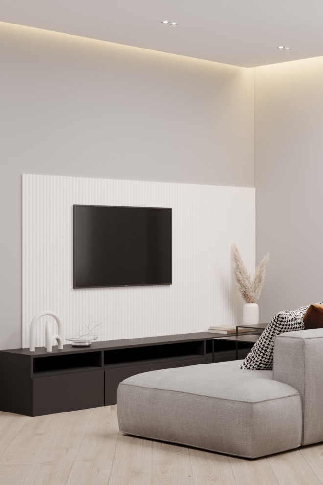 Дизайн кухни-гостиной в ЖК Ньютон