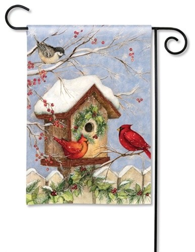 Christmas Birdhouse BreezeArt Garden Flag