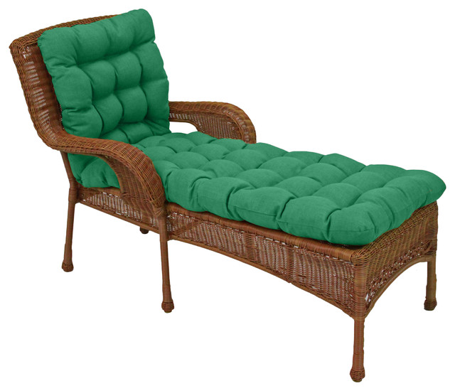 74"x19" Squarded Spun Polyester Tufted Chaise Lounge Cushion, Emerald