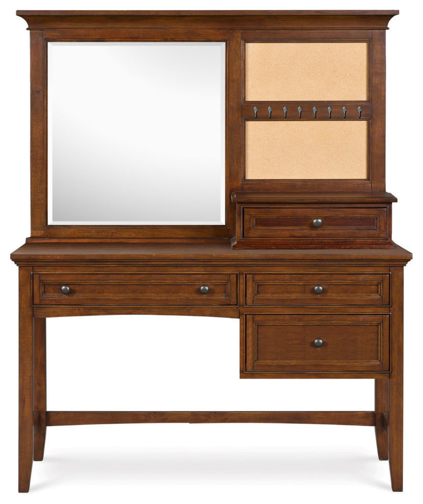 Magnussen Furniture Next Generation Riley Desk With Vanity Mirror, Cherry