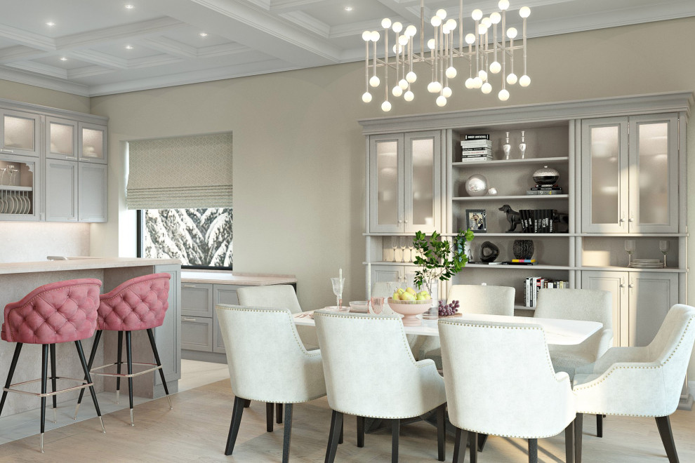 Гостиная и кухня в загородном доме