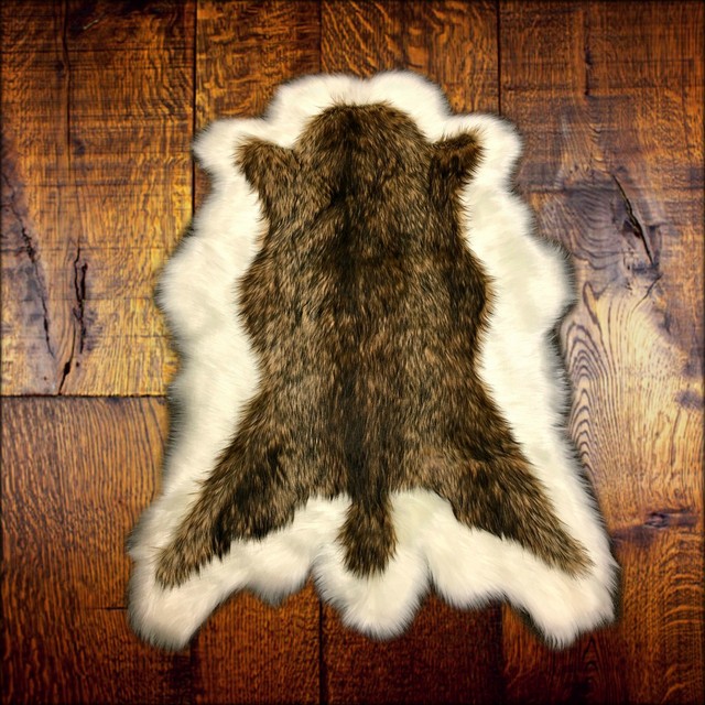 FUR ACCENTS Deer Skin Throw Carpet Faux Fur Sierra Bear Skin Pelt Rug 
