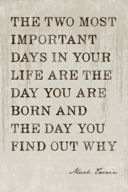 The Two Most Important Days In Your Life, Mark Twain Quote, Motivational Poster