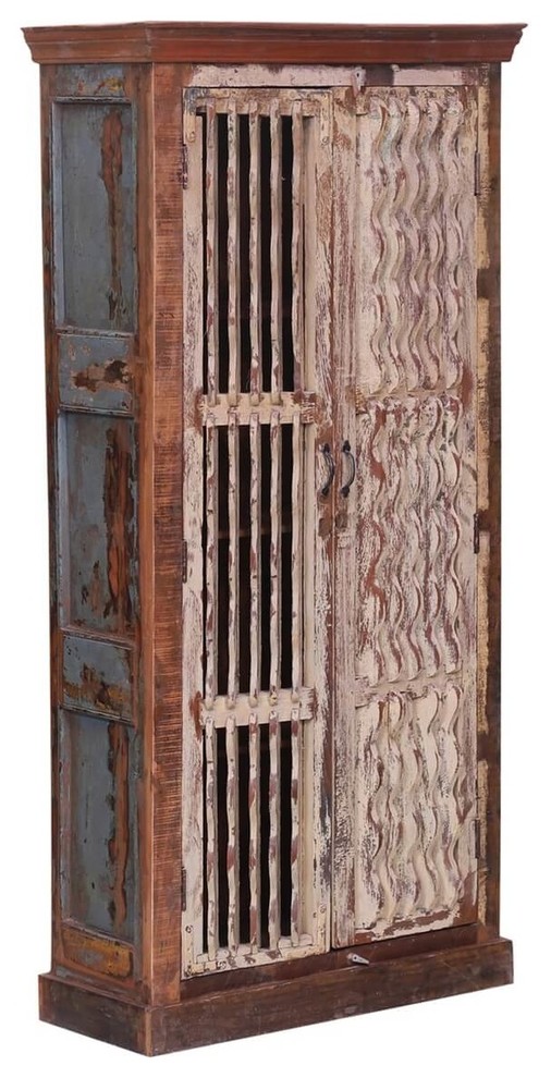 Vandalia Vertical Shutters Door Rustic Reclaimed Wood Tall Armoire