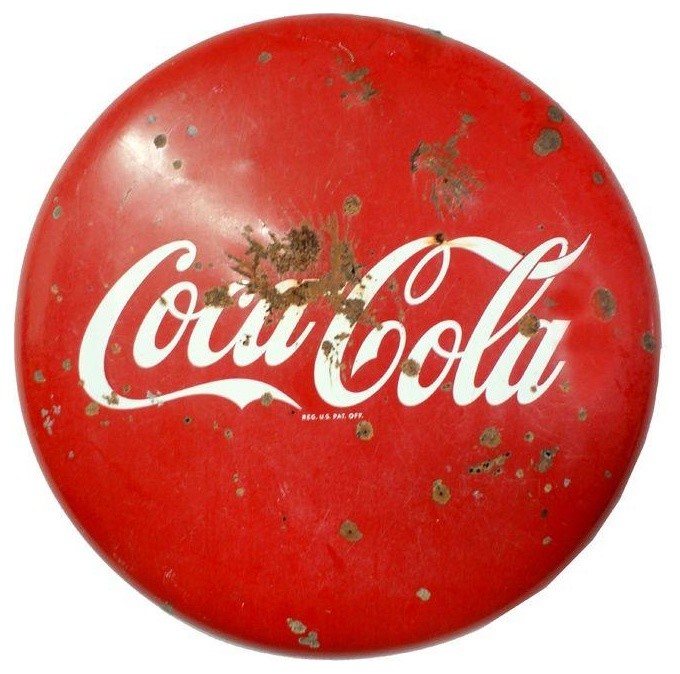 Pre-owned Large 4' Vintage Coca-Cola Button Sign