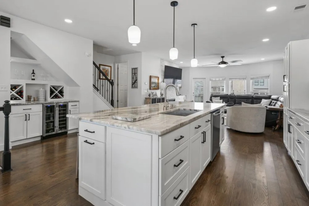 Open kitchen with a large island