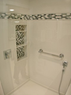 Floating Corian Shower Shelves - Philadelphia PA - Modern - Bathroom -  Philadelphia - by MacLaren Kitchen and Bath