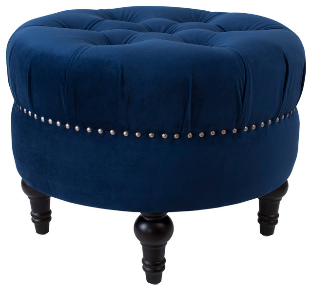 La Rosa Tufted Round Ottoman, Tufted Round Ottoman Chair