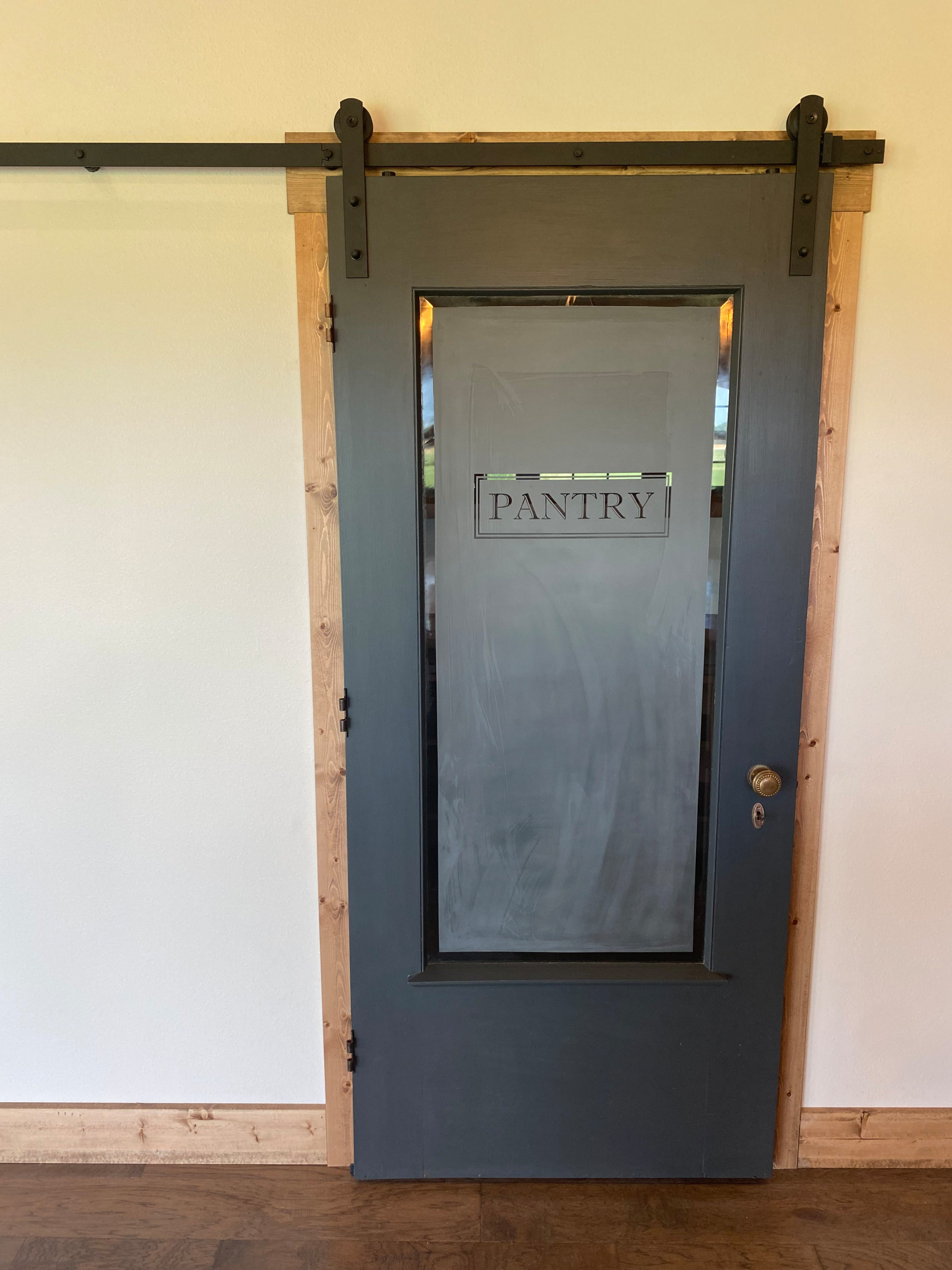 Pantry room with slider door