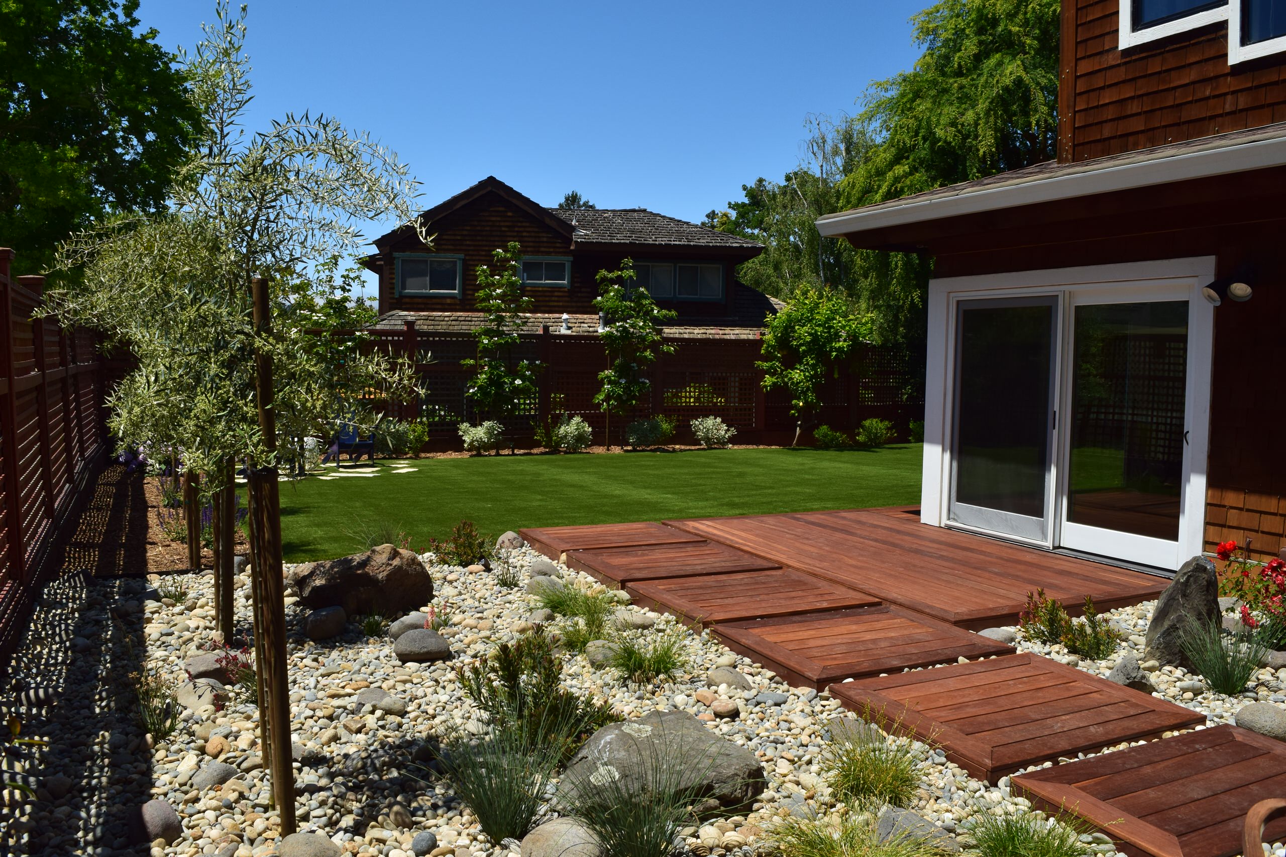 Spacious Garden with patio and lawn