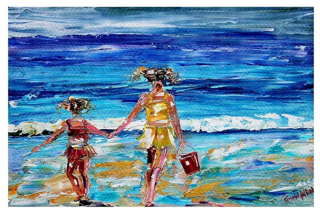 Area Rug by Karen Tarlton - Beach Babes With Bucket