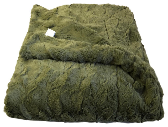 Luxury Super Soft Olive Green Lux Faux, Green Throws For Sofas
