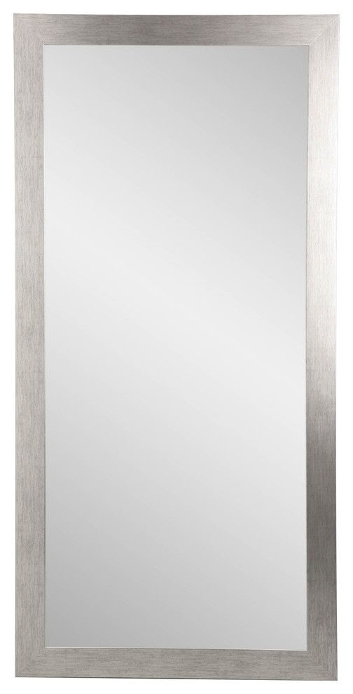 Stainless Grain Framed Floor Leaning Tall Mirror 32''x 71''