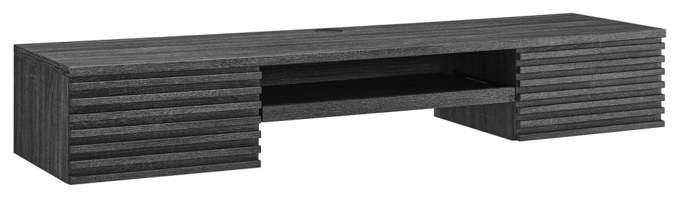 Modway Render Wall Mount 2-Drawer Modern Wood Office Desk in Charcoal