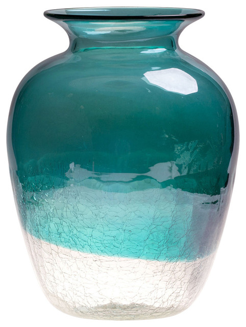 Handblown European Classical Tabletop Glass Vase, Turquoise