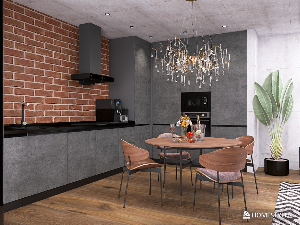 Кухня-гостиная в стиле гранж