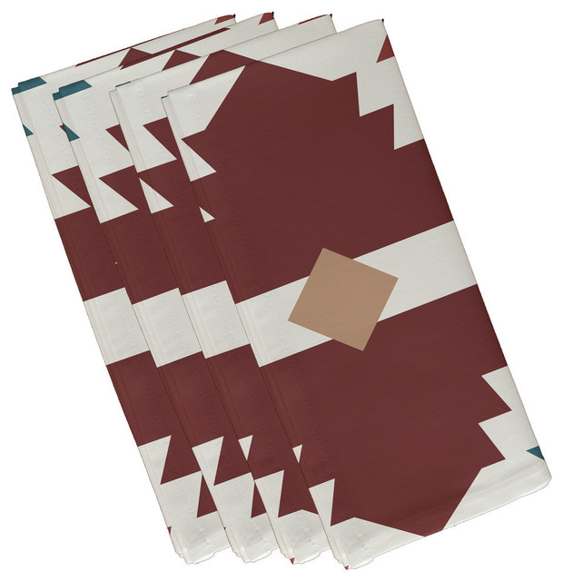Mesa Geometric Print Napkin, Orange, Set of 4