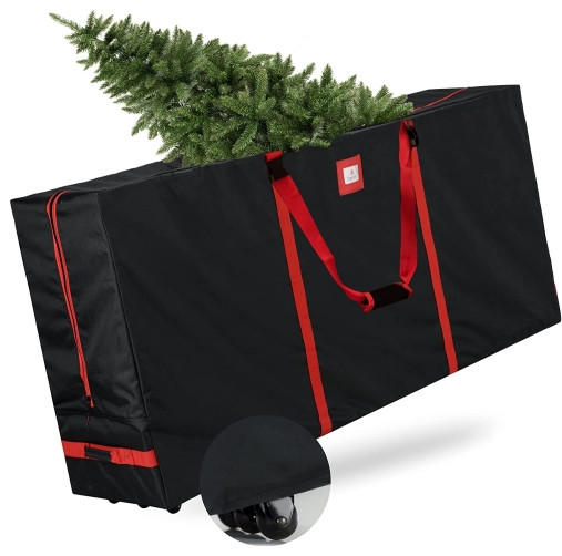Tree Nest Black Rolling Christmas Tree Storage Bag, 7.5ft Christmas