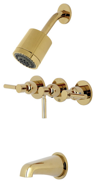 KBX8132DL Concord Three-Handle Tub & Shower Faucet, Polished Brass