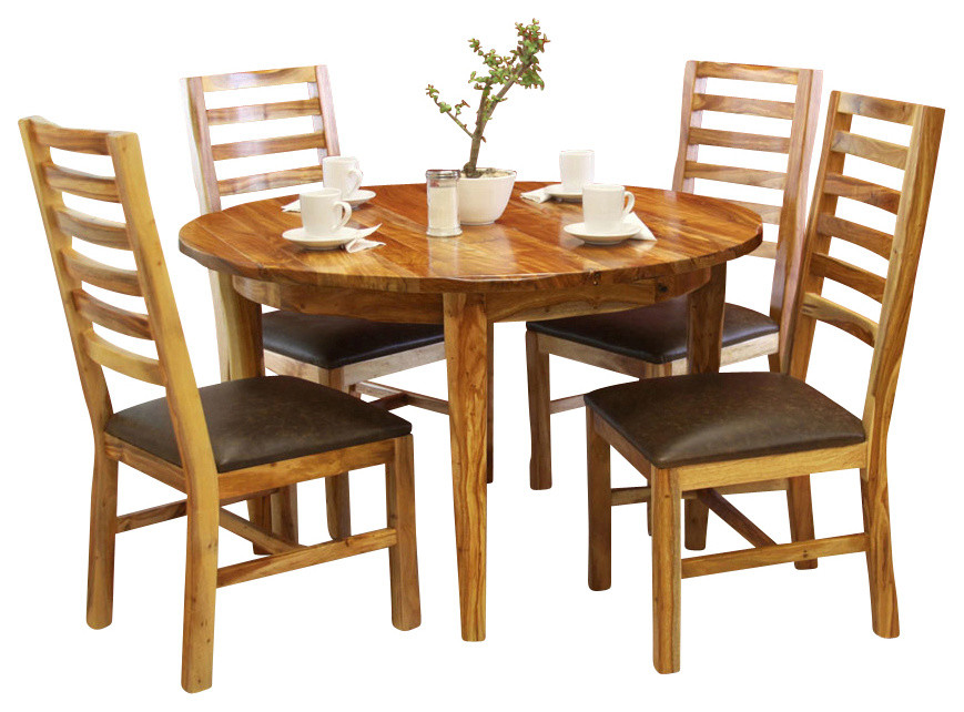 Artisan Home Guamuchil 5-Piece Round Dining Room Set with Wooden Legs