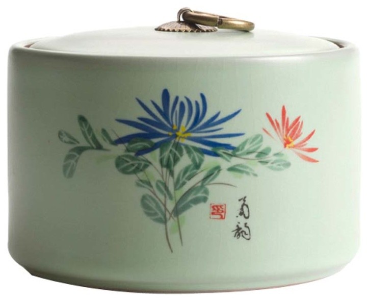 Kitchen Canisters Ceramic Clay Tea Caddy Mini Tea Storage Chests Chrysanthemum Tea Accessories Coffee Tea Espresso Femsa Com