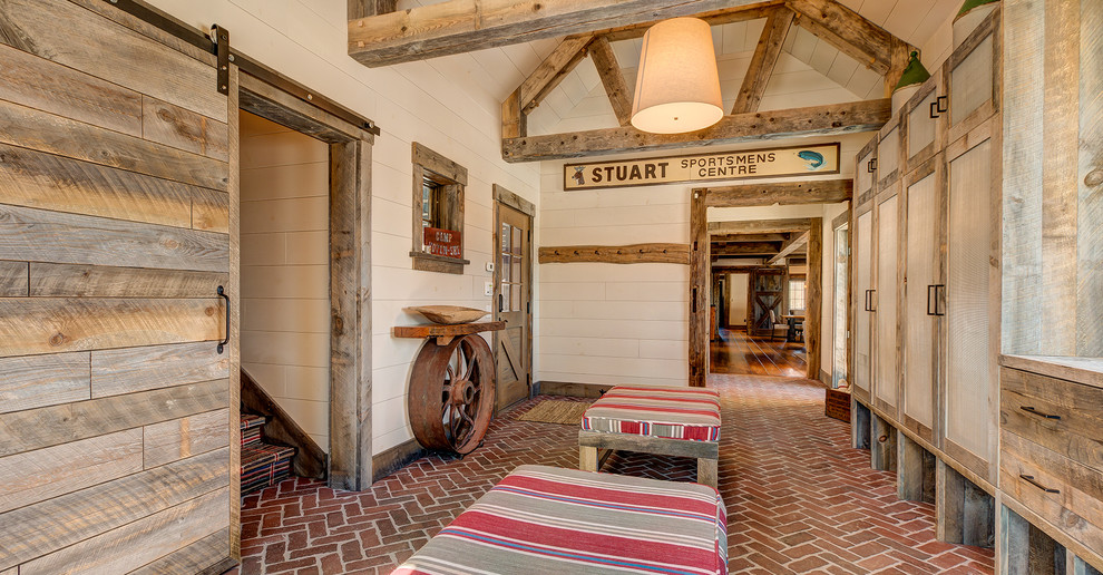 Inspiration for a rustic entryway remodel in Boston