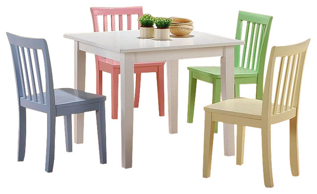 Coaster Rory 5 Piece Square Kids Table, Contemporary Kids Table And Chairs
