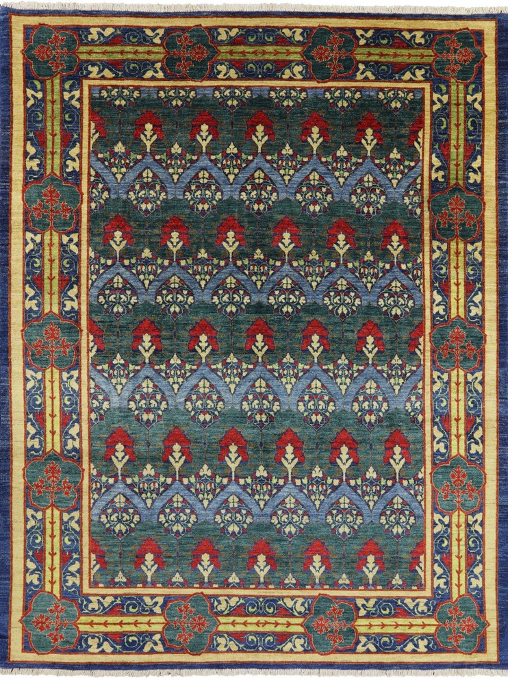 8x10 Oriental Arts and Crafts Hand Knotted Area Rug, P5031