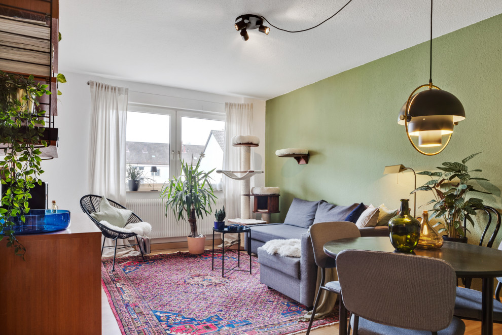 Retro Wohnzimmer mit grüner Wandfarbe in Nürnberg