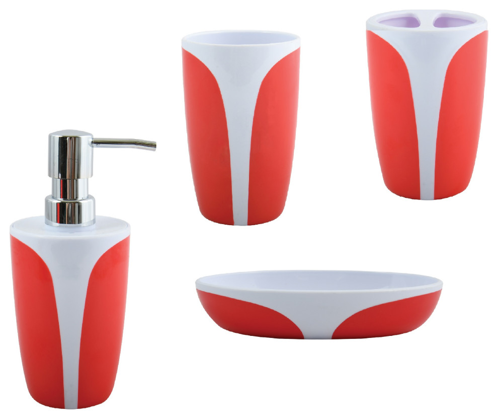 4Piece Countertop Accessories Set MSVFrance Kandy Red Polystyrene