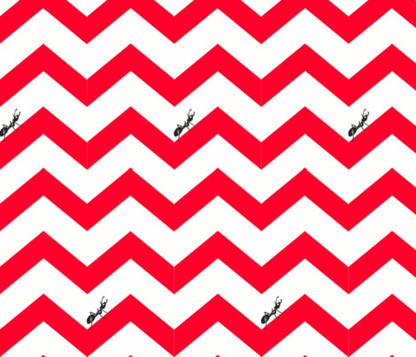 Ant Scout Fabric, Red Zigzag