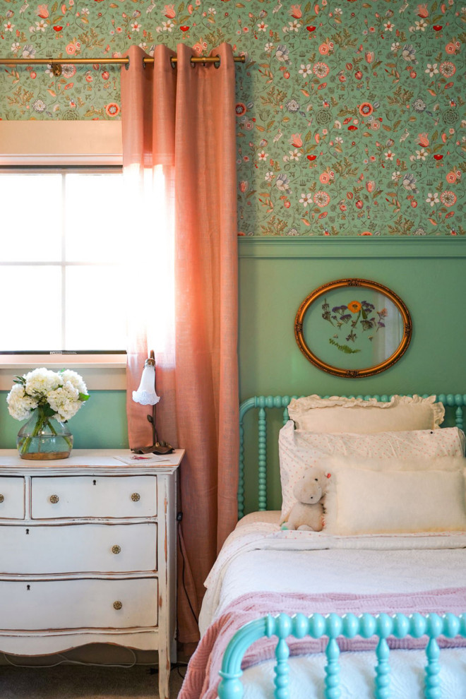 1926 Craftsman - Example of a bedroom and large arts and crafts girl wainscoting kids' bedroom design in Denver